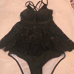 Black lace tankini swimsuit size 1XL
